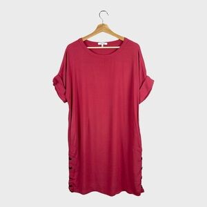 Madewell Journal Side Button T-shirt Dress in Warm Berry